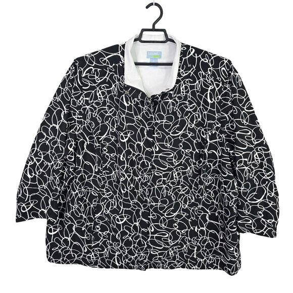 Liz & Me Jackets & Blazers - Womens Liz & Me Sport Black & White Pattern Full Zip Jacket Long Sleeve Size 4X